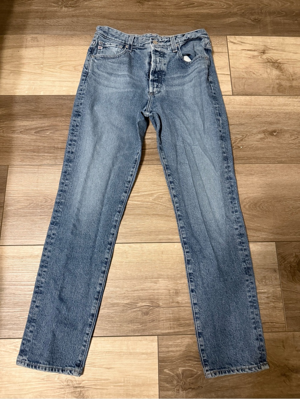 Ag Adriano Goldschmied Medium Blue Straight-Leg Women's Jeans